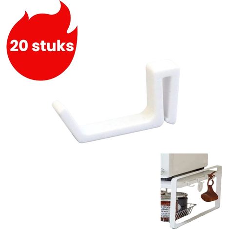 Lot de 20 crochets d'étagère sans perçage, petits crochets multifonctionnels en plastique, crochets suspendus, blanc (1/5)