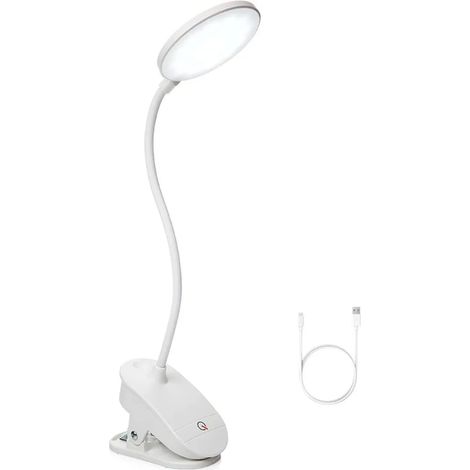 USB Wiederaufladbare Akku Klemmleuchte,dimmbare Augenschutz Schreibtischlampe,Touch-Steuerung(1 Stück)