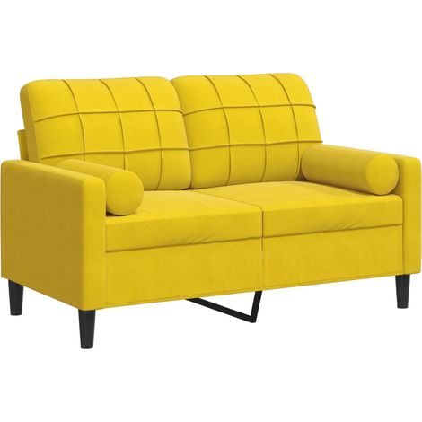 Canapé 2 places，Sofa pour Salon，Banquette avec oreillers décoratifs jaune 120 cm velours CFW406103 (1/5)