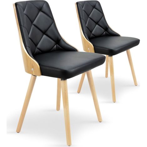 Lot de 2 Chaises Scandinave "Cargo" 79cm Chêne & Noir (1/3)