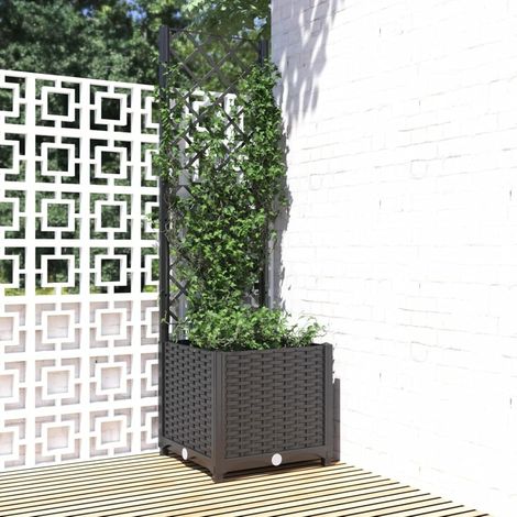 Jardinière avec Treillis,bac avec Treillis, lit de Plantation de Jardin, bac a Fleur Balcon, bac à Fleurs - jardinière sur Pied,bac a Fleurs rectangulaire -Noir 40x40x136 cm (1/5)