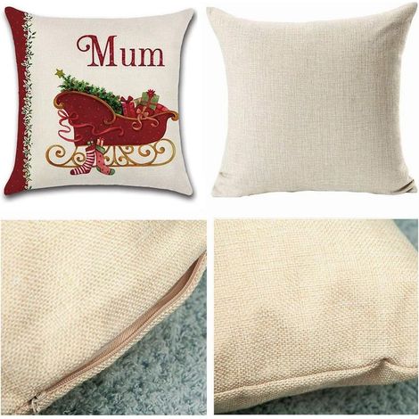 4 pcs Housse Coussin Noël Taie d'oreiller Coussin en Lin de Coton Noël pour Canapé Décoratif 45x45cm (4pcs-Bas de Noël) GROOFOO (1/4)