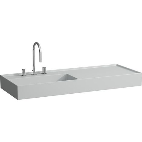 Lavabo KARTELL 1200 x 460 mm, étagère à droite sans trop-plein, sans trou pour robinetterie gris LAUFEN
