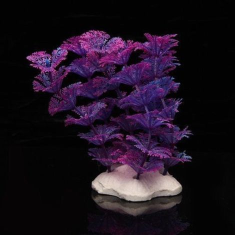 TrAdE Shop Traesio - Pianta 11 Cm Piantina Artificiale Per Acquario Piante Finte Plastica Viola - (1/4)