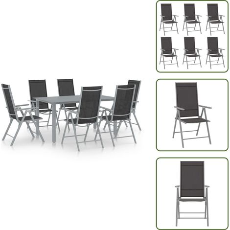 Set da pranzo da esterno - vidaXL Set Mobili da Pranzo per Giardino 7 pz Alluminio Argento e Nero - Mobili da patio