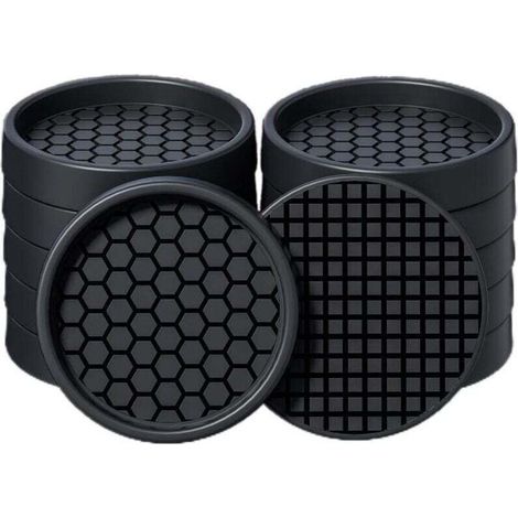 Confezione da 12 sottobicchieri Roundondi da 5 cm per beweglichen in duro legno, protezioni antiscivolo per tazze, letti, divani, fermovable, um scivolamenti (black)-Crezuo zu vermeiden
