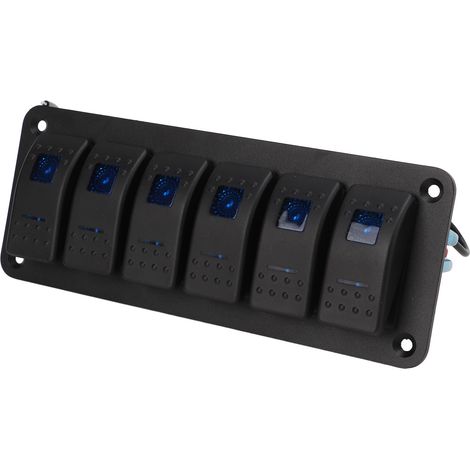 6-stufiger Wippschalter mit Überstromschutz, blauer LED-Hintergrundbeleuchtung, IP65 wasserdicht, für 12-24V Fahrzeuge, Boote, SUVs und LKWs (1/5)
