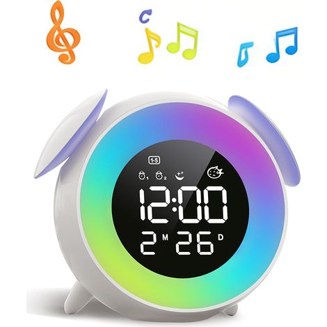 Réveil intelligent à LED, horloge couleur LED, mode minuterie coucher de soleil, veilleuse, lampe tactile, veilleuse (1/5)
