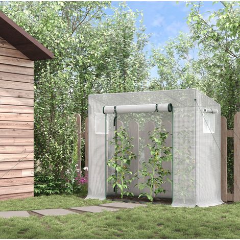 Serre de jardin acier blanche 200 x 76 x 168 cm OKMYHOME (1/4)