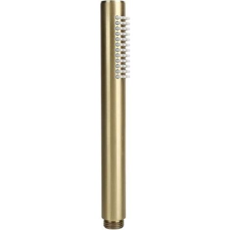 Soffione doccia portatile per bagno, in rame massiccio, a barra rotonda, con getto ad alta pressione G1/2 per accessori bagno (oro) (1/4)