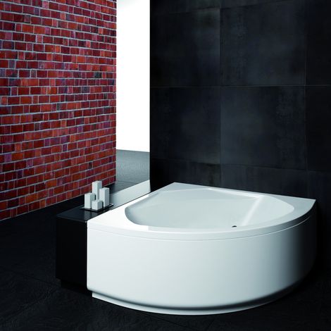 Cersanit – Pack baignoire d'angle 140x140 cm – Tablier acrylique blanc brillant – Pieds réglables jusqu'à 15 cm – Capacité 257 L