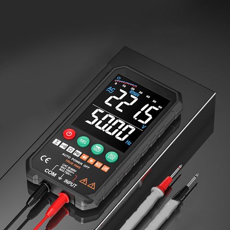 Multimètre intelligent à comptage, voltmètre à écran tactile avec test de température, affichage LCD FY107C (1/5)