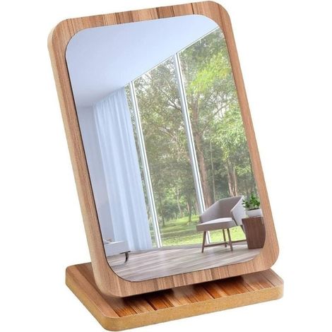 Miroir de maquillage de table pliant en bois grand miroir carré vertical (1/5)