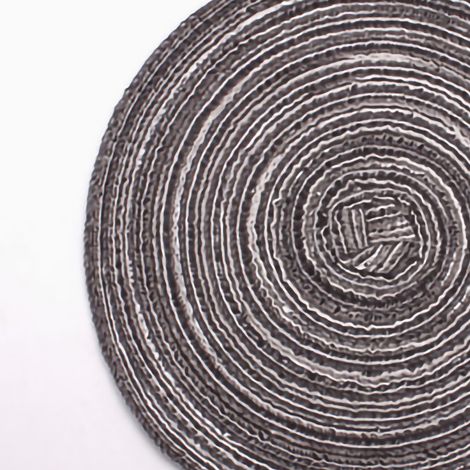 Lot de 4 dessous de verre ronds anti brûlure et isolants chaleur tapis de table tissés décoratifs gris foncé diamètre 36 cm