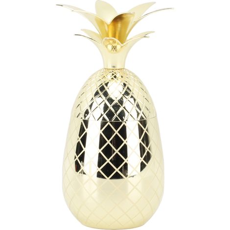 Verre en forme d'ananas avec couvercle, verres en acier inoxydable de 500 ml, réutilisables, faciles à nettoyer, polyvalents, pour bar, fête, couleur or. (1/5)