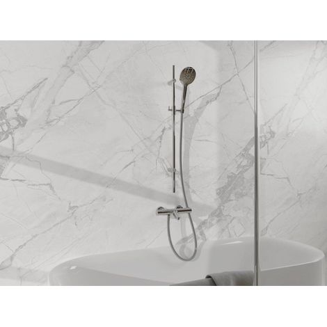 FugaFlow Eccelente Sobrado Mitigeur baignoire - avec barre curseur - douchette ronde - flexible en métal - Chrome (1/4)
