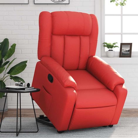 Sillón reclinable elevable cuero artificial rojo vidaXL (1/5)