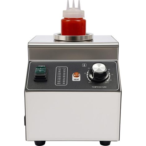 HAUTOUR Chauffe-sauce électrique 100W en acier inoxydable, chauffe-fromage pour sauces, fromage, chocolat, chauffe-sauce avec bouteille de 680 ml à pression, réglable de 30°C à 85°C