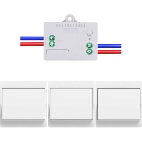 EU interrupteur sans fil sans piles Lot de 3 kit interupteur sans fil autoalimente va et vient sans fil sans pile radio interrupteur a distance eclairage domestique (EU 1Gang 3V1 A) (1/5)