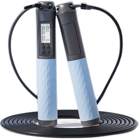 Corde à Sauter - Avec Compteur LED - Câble Acier Gainé PVC - Roulements à Billes - Poignées Ergonomiques Non Glissantes - Réglable en Longueur - 1 Pièce (1/5)