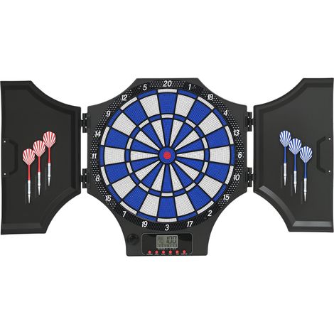 Cible jeu de fléchettes électronique refermable 2 portes 31 jeux jusqu'à 8 joueurs affichage LCD haut-parleur noir