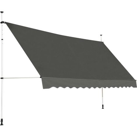 Protection Soleil et Pluie Store Banne Manuel à Manivelle 395x120cm Hauteur 200-300cm Sans Perçage pour Balcon Terrasse Patio (1/5)