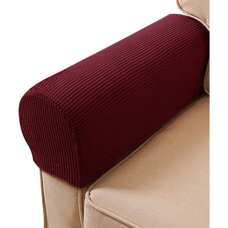 Housses de fauteuil extensibles antidérapantes en spandex pour protéger vos meubles, lot de 2 (noir) et rouge vin (1/5)