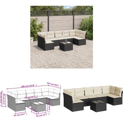 8-tlg. Garten-Sofagarnitur mit Kissen Schwarz Poly Rattan - Gartenmöbel Set - PE-Rattan Möbel - Outdoor Sofa - Esstisch - Lounge Set - Home & Living (1/3)