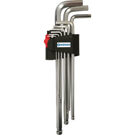 WEMAG Winkelschraubendreher-Satz lang 1,5-10 mm, Kugelkopf, 6-kant mit Halter (1/3)