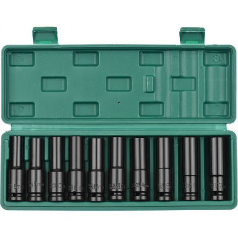 Set di 10 bussole di prolunga pneumatiche esagonali nere da 1/2" (1/5)