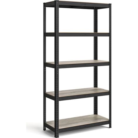 Étagère charge lourde métallique 180 x 90 x 40 cm 5 niveaux charge totale 875 kg (175 kg/niveau) étagère de rangement planches réglables pour garage cave noir (1/5)