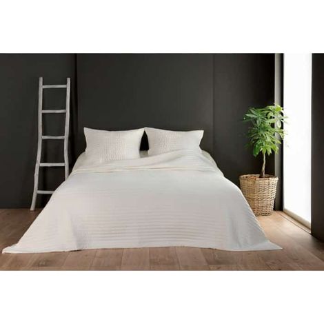 Jeté de lit ivoire capitonné style boutis - 230x250cm - Ecru
