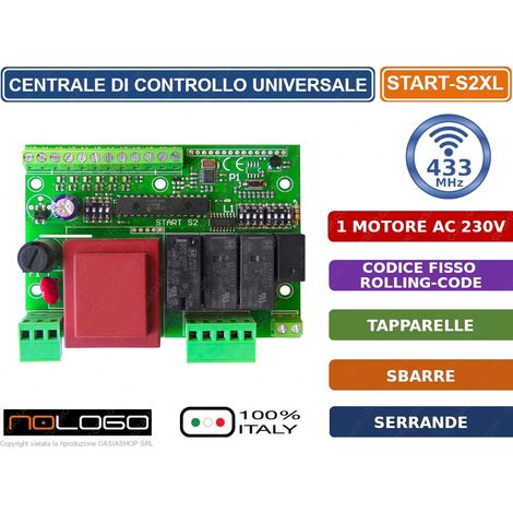 CENTRALINA CENTRALE DI COMANDO UNIVERSALE 1 MOTORE 230VAC PER SERRANDE TAPPARELLE E SBARRE -  START-2XL