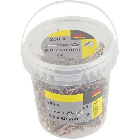 Cubo de 200 tornillos TF TX 5x60 mm + broca T25 Suki