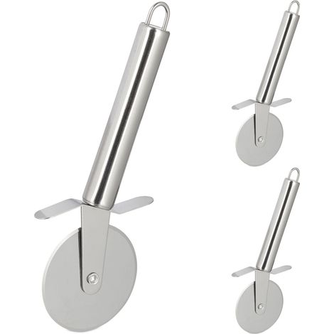 Set di 3 rotelle tagliare pizza ergonomiche in acciaio inossidabile 15 x 5 x 5 cm in acciaio inossidabile argentato 130012977
