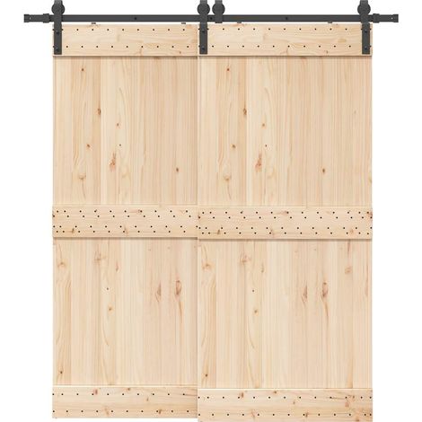 Schiebetürbeschlag-Set 200 cm Stahl Schwarz