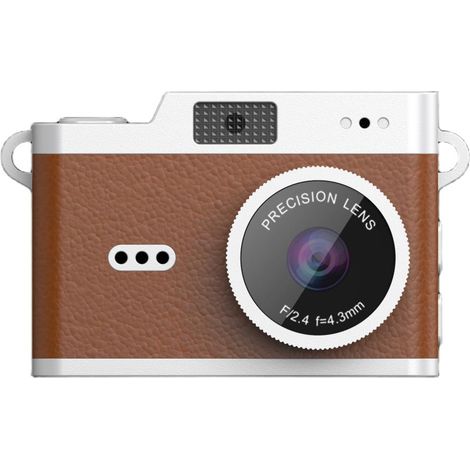 Câmera Mini Retro - Gravação de Vídeos HD 1080P e Fotos 8MP, Portátil: Design Colar ou Acessório de Bolsa, Gravação Discreta, Cor Marrom