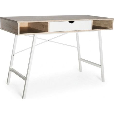 Scrivania Moderna Design Elegante Studio Ufficio Casa 120x48x76 NATURALE/BIANCO (1/5)