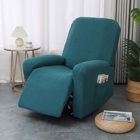 Lot de 4 Housses de canapé Extensibles pour Fauteuil Inclinable de Relaxation et de Massage, Elasthanne, Dotées de Jacquard, Vert foncé (1/4)