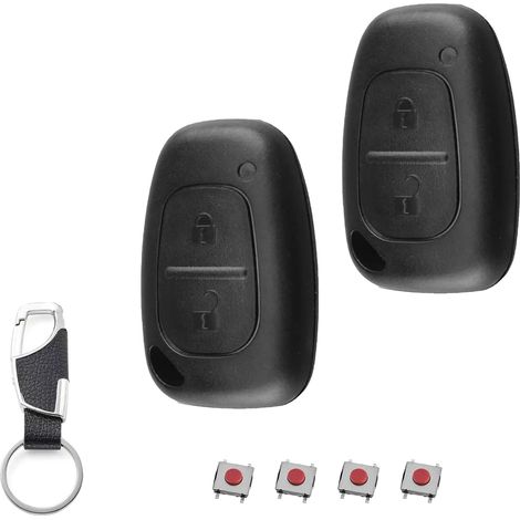 Coque Clé Voiture - 2 Pièces - ABS - 2 Boutons Sans Lame - Compatible Renault Opel - Noir (1/5)