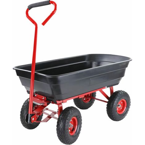 CARRELLO DA GIARDINO/CAMIONCINO CON CASSONE RIBALTABILE AWTOOLS 4 RUOTE 75L