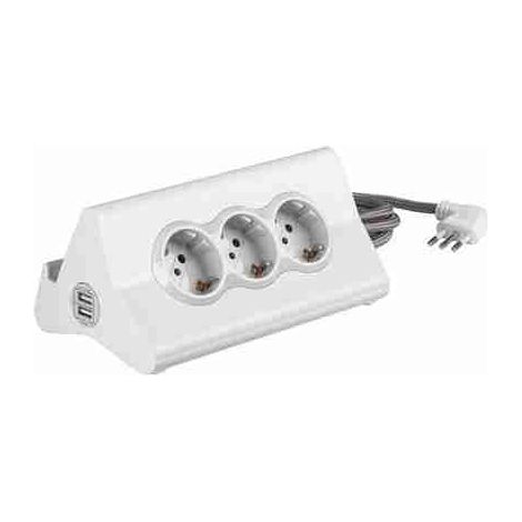 Regleta de enchufes de alta tecnología BTIS3713DBU con 1 puerto USB de carga rápida - blanca