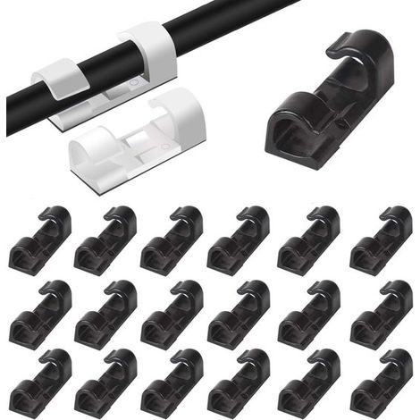 Lot de 40 attaches-câbles autocollantes noires – Organisateur de câbles – Goulotte de câbles – Attaches-câbles – Verrous de câbles – Organisateur de bureau – Gestion des câbles (1/5)