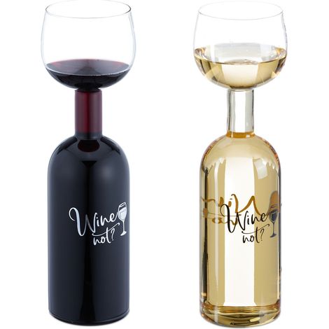 Relaxdays Copa de Vino con Botella XL, Copón Cristal, Decantador, Regalo Enólogos y Aficionados, 750 ml, Transparente (1/5)