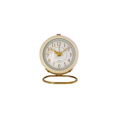 Réveil analogique, petite horloge de table silencieuse, réveil rétro classique sans tic-tac (beige). (1/5)