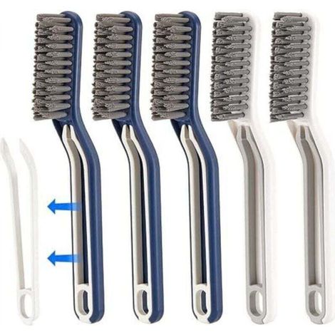 Set di 5 spazzole multifunzionali per la pulizia delle fughe del pavimento del bagno, spazzola 2 in 1 con clip