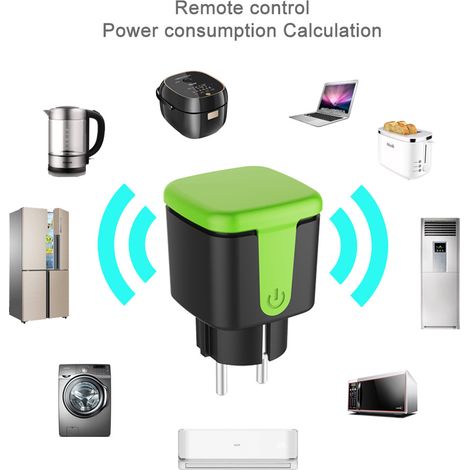 Prise intelligente WiFi Tuya étanche IP44 extérieur, contrôle à distance APP, minuterie, vert (1/5)
