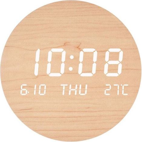 Reloj de pared LED, reloj de pared silencioso y creativo, estilo nórdico S201-1PCS - Color madera maciza (tipo de almacenamiento de energía: carga)