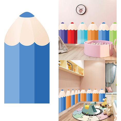 6 adesivi murali spessi 25 x 50 cm - Protezione antiurto per bambini + decorazione fai da te per tatami/camera da letto - Blu (1/5)