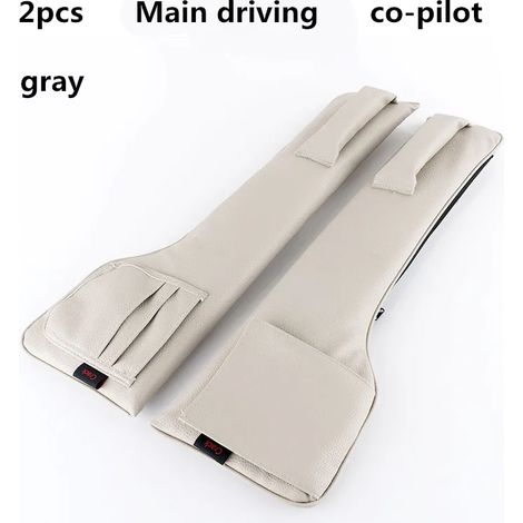 (2 pièces grises) Poches de remplissage pour sièges auto en cuir PU, coussin anti-fuite, rembourrage doux, mousse de rangement, organisateur de console centrale (1/5)